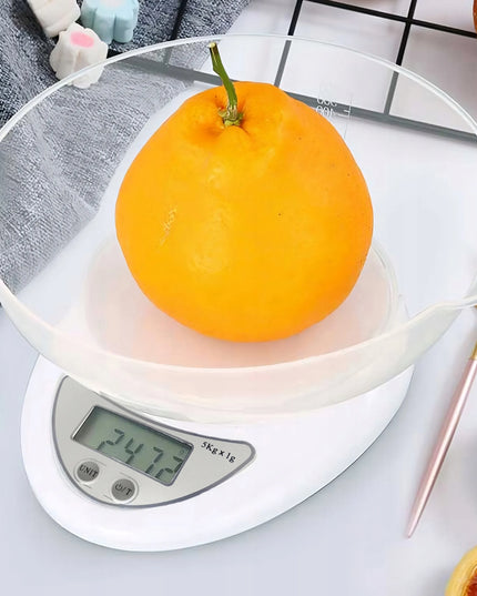 Elektroninės virtuvinės svarstyklės su dubeniu iki 5 kg, LCD ekranas, tikslios