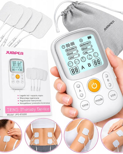 Jumper JPD-ES200 TENS ir EMS elektrostimuliatorius raumenims, elektrodai, masažuoklis