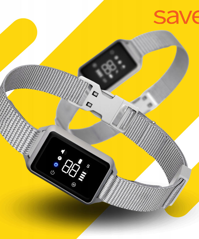 Elektrinis antkaklis nuo lojimo šuniui, slopinantis, su lietimui jautriu ekranu