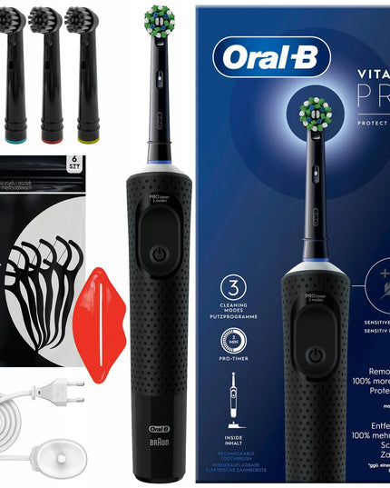 Elektrinis dantų šepetėlis Oral-B Vitality + antgaliai ir priedai