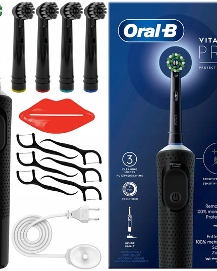Elektrinis dantų šepetėlis Oral-B Vitality + antgaliai ir priedai