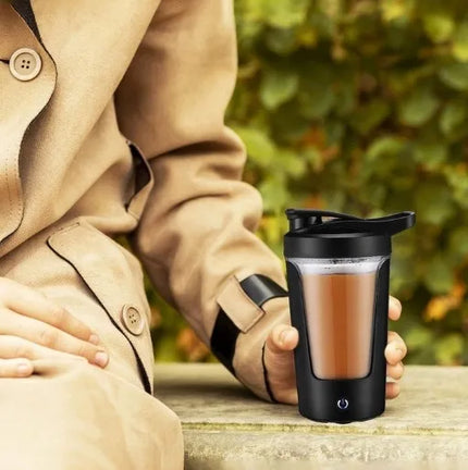 Elektrinis baltymų kokteilių plaktuvas, 450 ml – treniruočių gėrimų buteliukas-blenderis