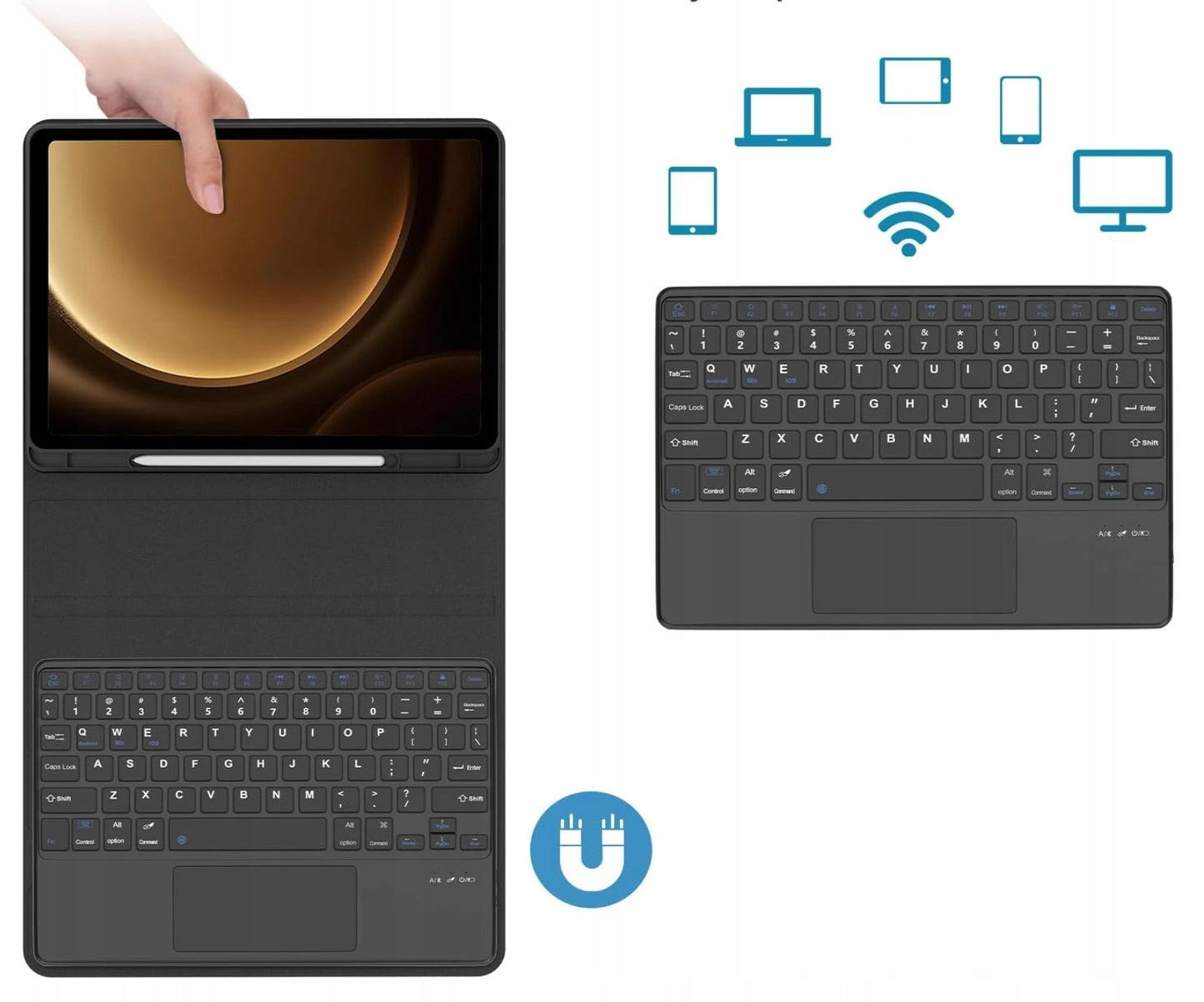 Dėklas su klaviatūra ir lietimės skydeliu (touchpad) skirta Samsung Galaxy Tab S10 FE Plus S10 FE+ 13.1"