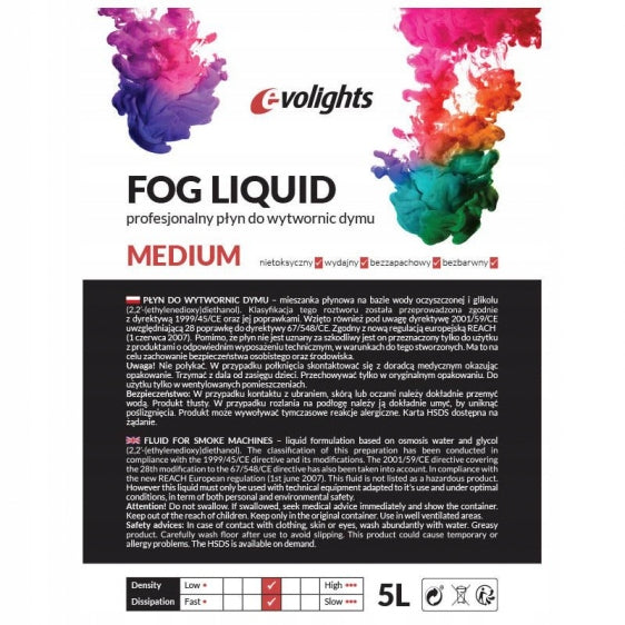 EVOLIGHTS skystis dūmų generatoriui vidutinis MEDIUM 5L