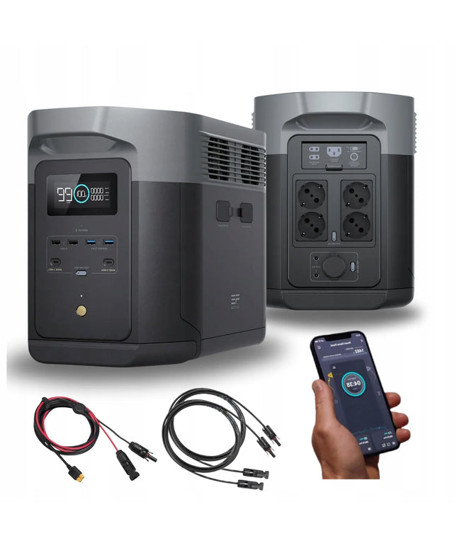 EcoFlow DELTA 2 Max 2400 W nešiojamoji energijos stotis, UPS, X-Boost, 2048 Wh, LFP