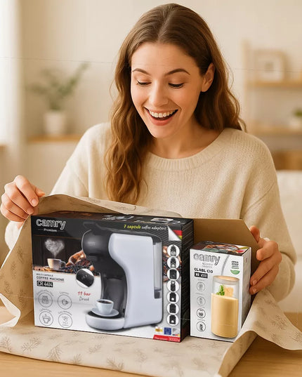 Kapsulinis kavos aparatas 11in1 Nespresso, Dolce Gusto, Tchibo Caffisimo + stiklinė
