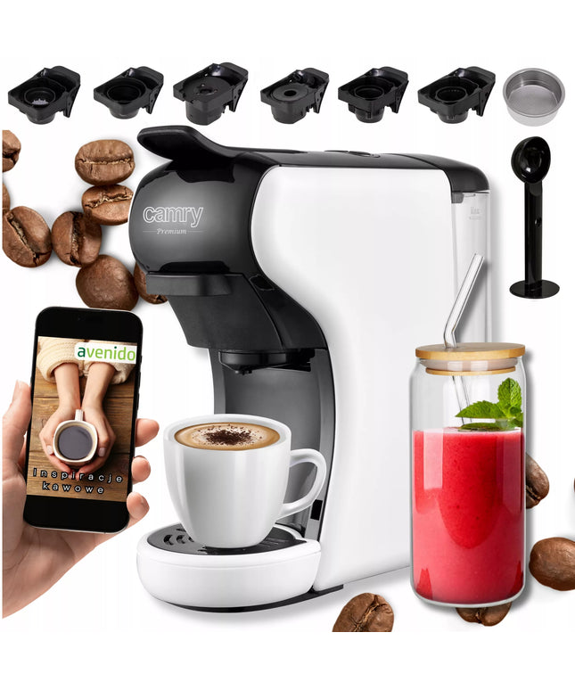Kapsulinis kavos aparatas 11in1 Nespresso, Dolce Gusto, Tchibo Caffisimo + stiklinė