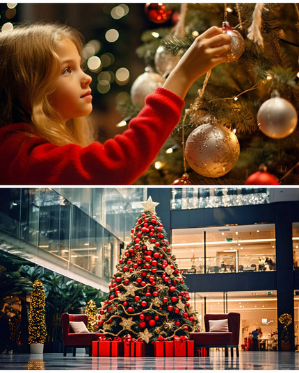 Elegantiškas 4 raudonų, dekoruotų stiklinių burbulų rinkinys 10 cm KALĖDINĖ EGLUTĖ