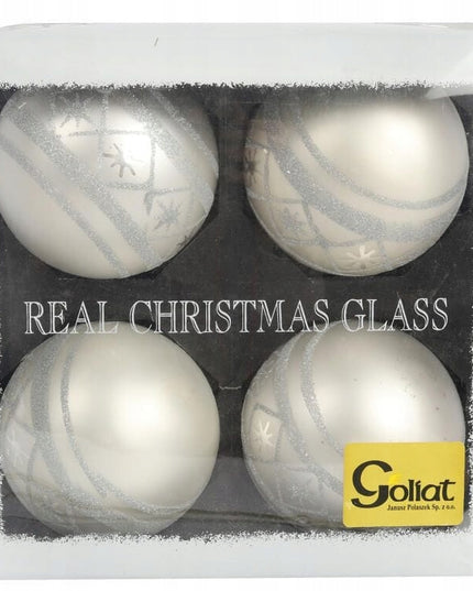 Elegantiškas 4 vnt. prabangių stiklinių burbulų rinkinys 10 cm Sidabrinis floristinėms kompozicijoms