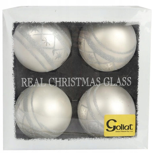 Elegantiškas 4 vnt. prabangių stiklinių burbulų rinkinys 10 cm Sidabrinis floristinėms kompozicijoms