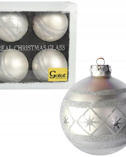 Elegantiškas 4 vnt. prabangių stiklinių burbulų rinkinys 10 cm Sidabrinis floristinėms kompozicijoms