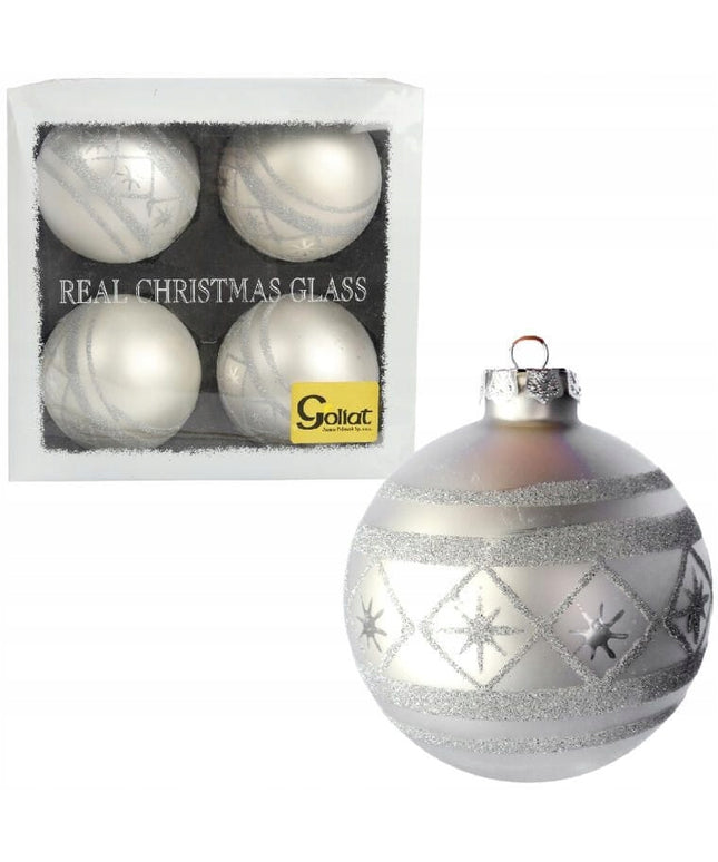 Elegantiškas 4 vnt. prabangių stiklinių burbulų rinkinys 10 cm Sidabrinis floristinėms kompozicijoms