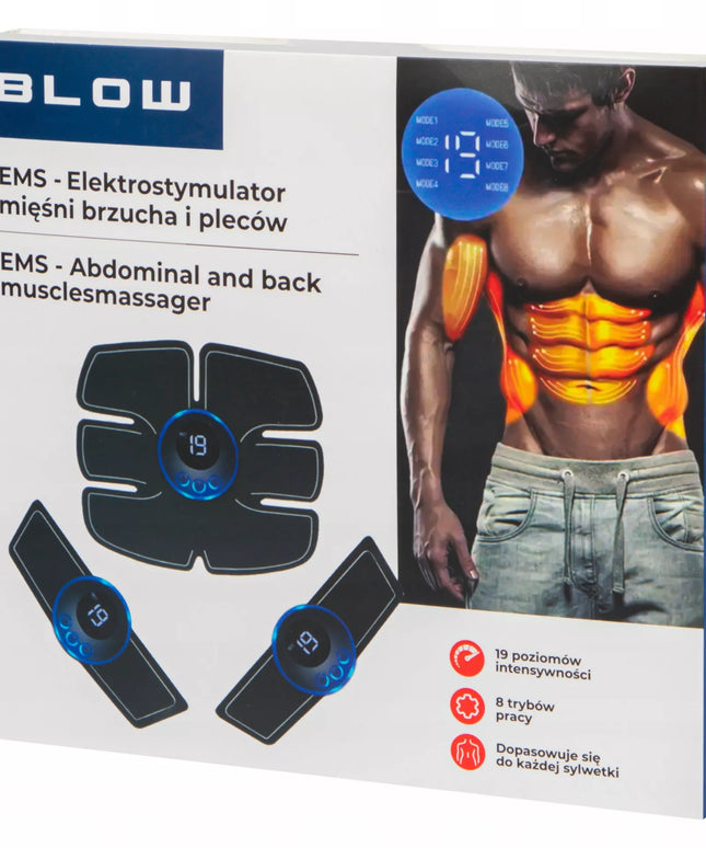 BLOW raumenų elektrostimuliatorius pilvo, nugaros ir kojų raumenims, juodas, 5 W