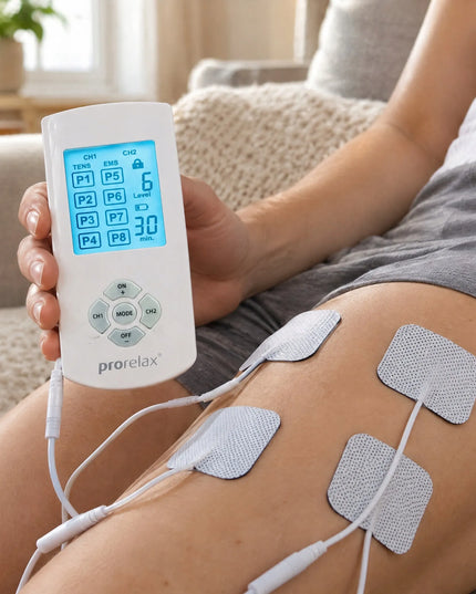 Prorelax Duo Comfort TENS+EMS elektrostimuliatorius, raumenų masažuoklis, baltas, 0,5 kg