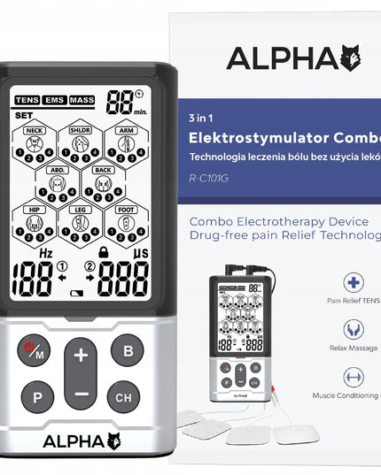 ALPHA R-C101G TENS EMS elektrostimuliatorius – 60 programų