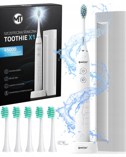 Maltec Toothie X1 WH soninis dantų šepetėlis, 6 režimai, su dėklu ir galvutėmis
