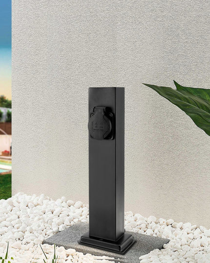 Elektrinis sodo stulpelis su 2 hermetiškais 16A lizdais, 30cm aukščio