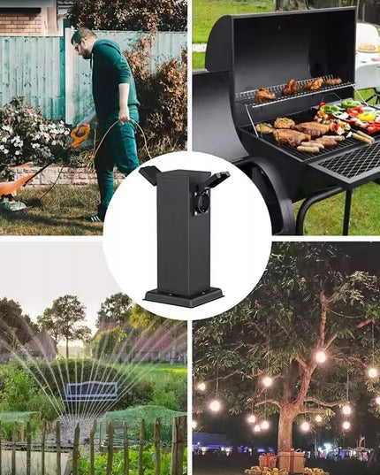 Elektrinis sodo stulpelis su 2 hermetiškais 16A lizdais, 30cm aukščio