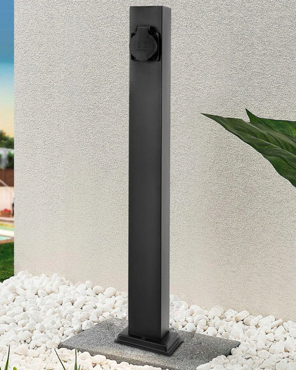 Berge elektrinis sodo šviestuvas-stulpas su 2 hermetiškais lizdais, 60 cm, 16 A