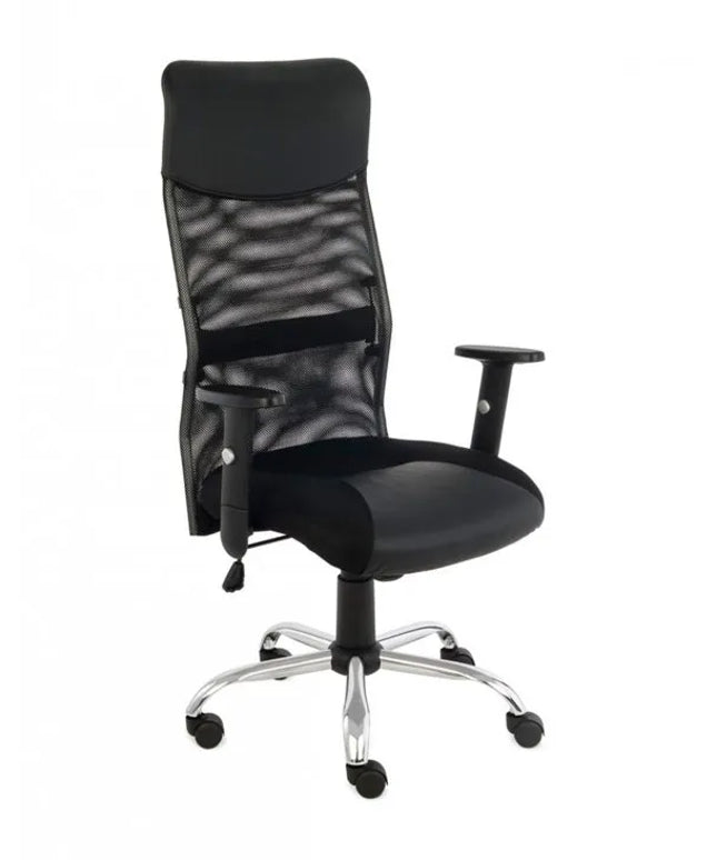 Ergonomiškas biuro fotelis GROSPOL Plus R iš dirbtinės odos ir tinklelio