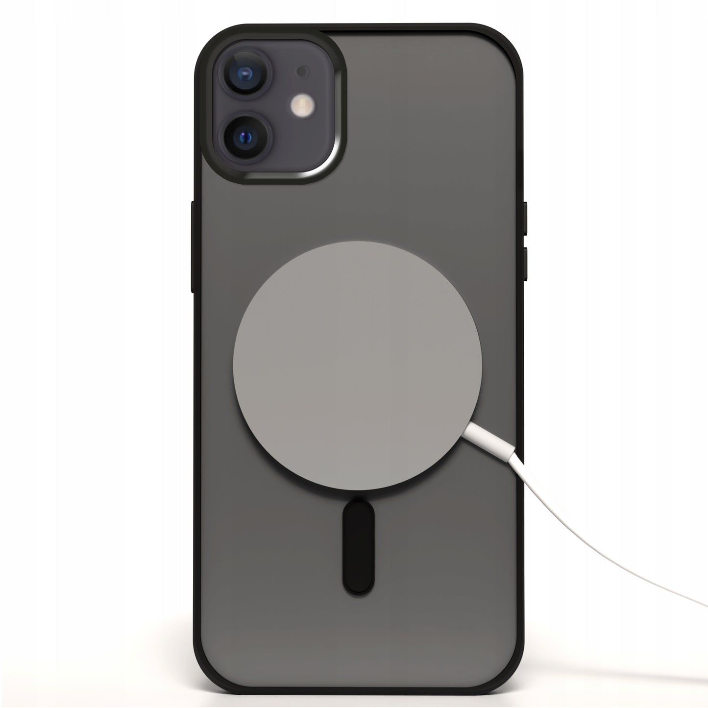 Dėklas Apple iPhone 12 / 12 Pro (Magsafe, Matinės juodos spalvos) + 9H grūdintas stiklas