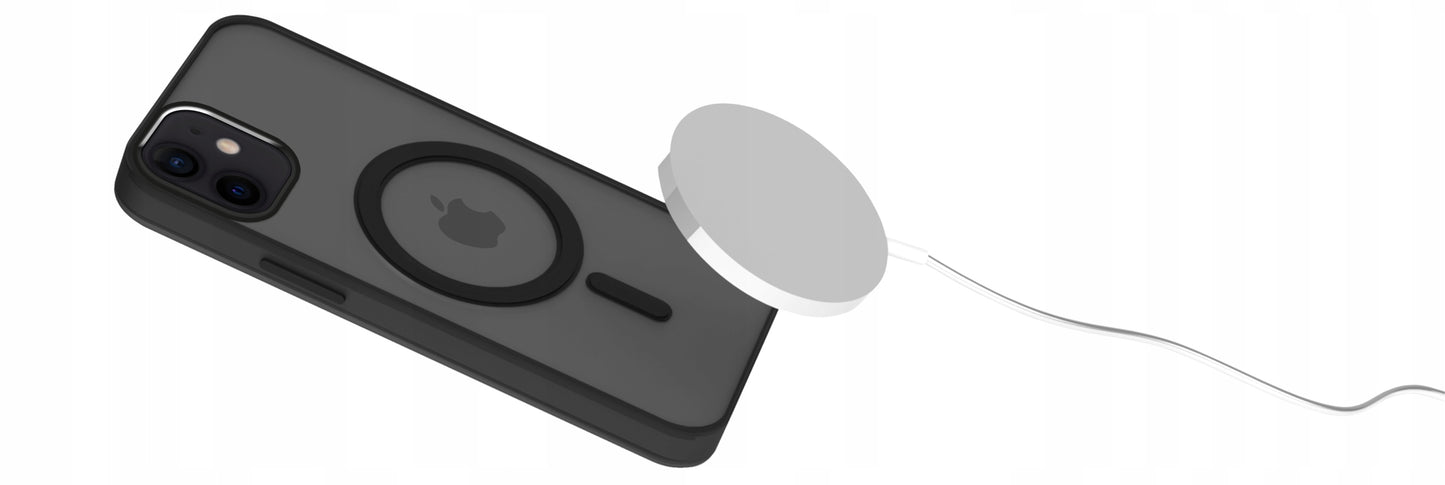 Dėklas Apple iPhone 12 / 12 Pro (Magsafe, Matinės juodos spalvos) + 9H grūdintas stiklas