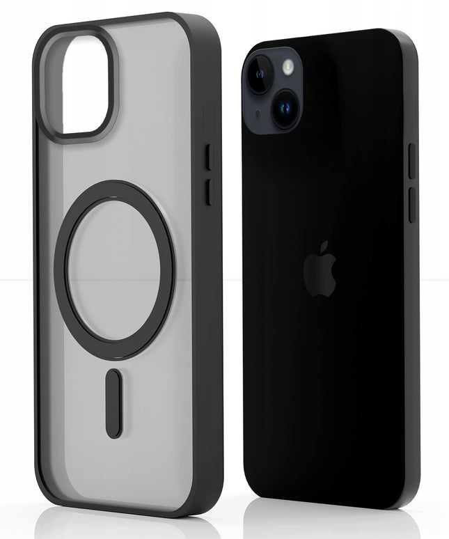 Dėklas Apple iPhone 14 Plus (Magsafe suderinamas, Matinis juodas, Sustiprintas) + Stiklas