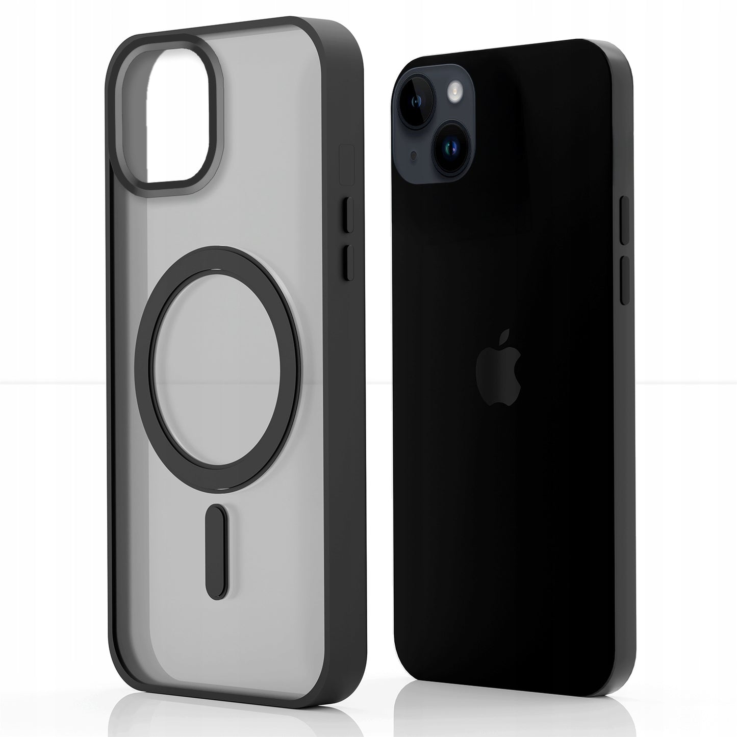 Dėklas Apple iPhone 14 Plus (Magsafe suderinamas, Matinis juodas, Sustiprintas) + Stiklas