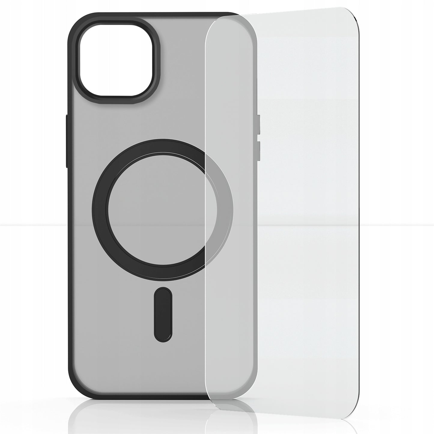 Dėklas Apple iPhone 14 Plus (Magsafe suderinamas, Matinis juodas, Sustiprintas) + Stiklas