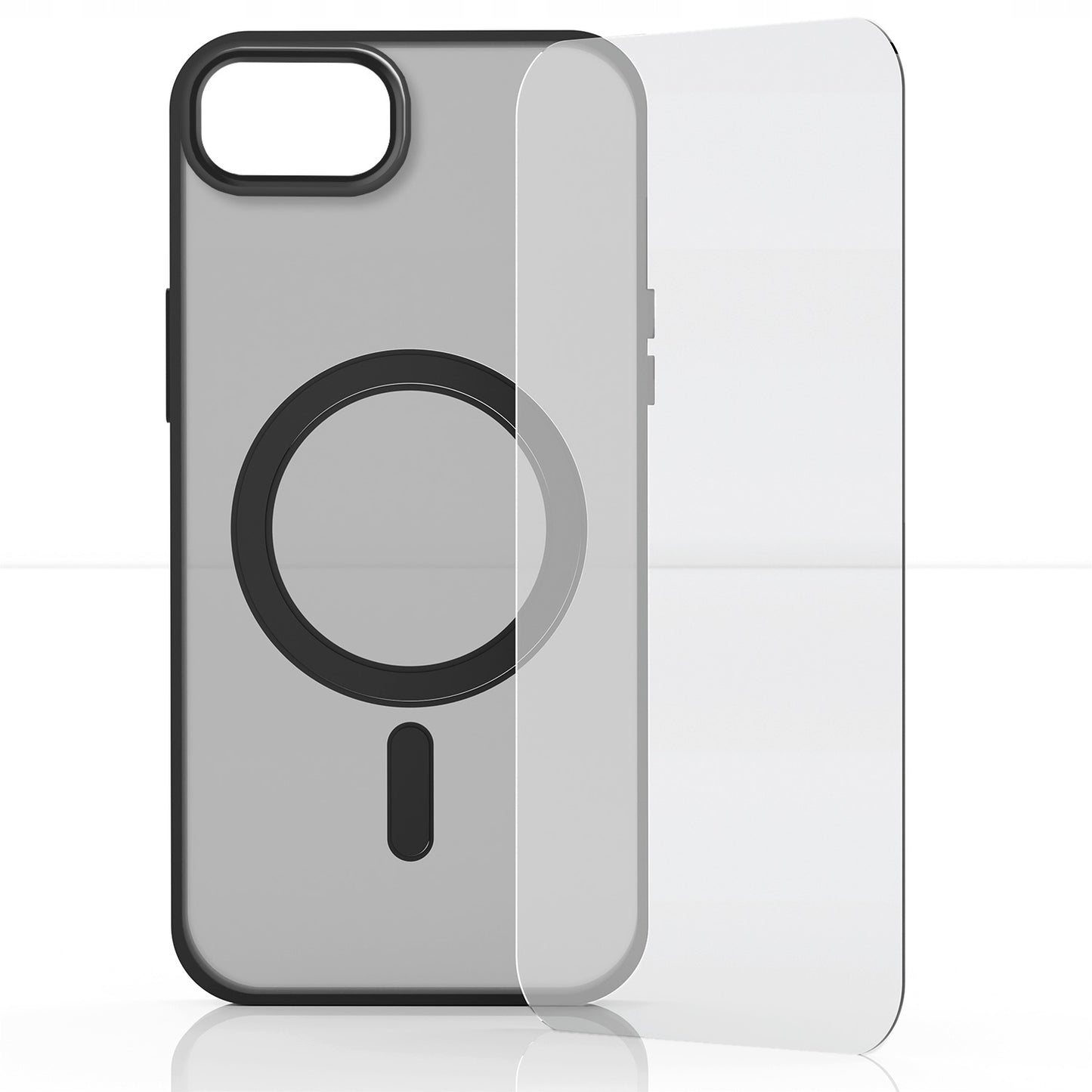 Dėklas Apple iPhone 16e (Magsafe, Juodas Matinis, Galinis, Case) + Stiklas