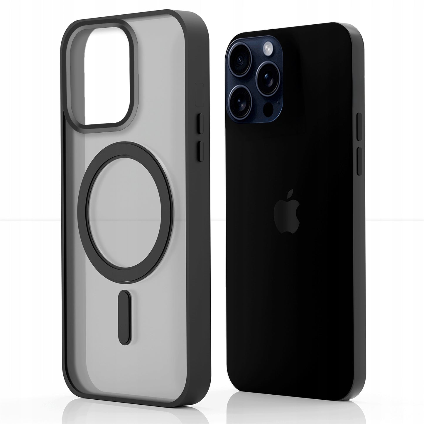 Dėklas Magsafe skirtas Apple iPhone 15 Pro Max (Matinis Juodas, Patvarus) +Apsauginis Stiklas