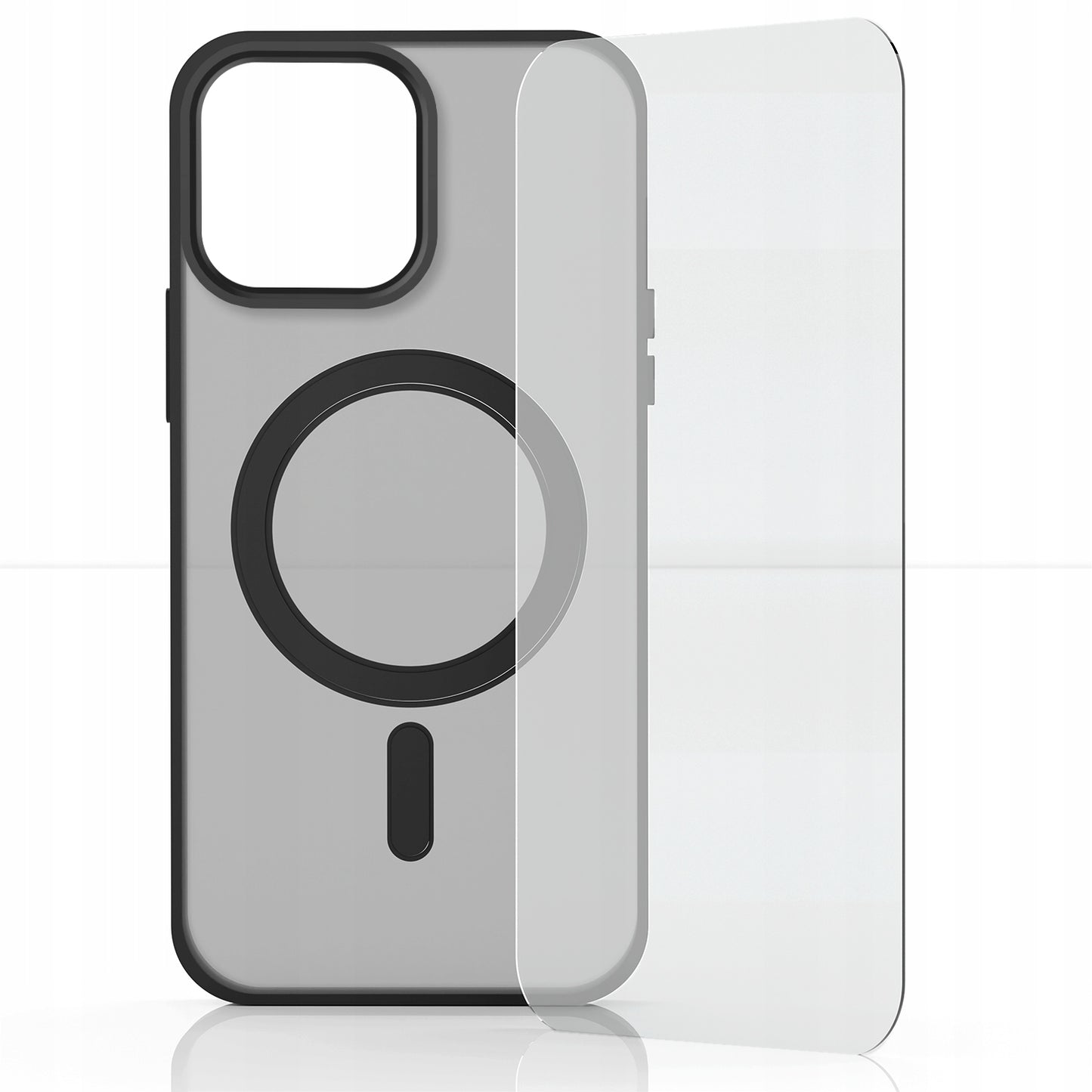 Dėklas Magsafe skirtas Apple iPhone 15 Pro Max (Matinis Juodas, Patvarus) +Apsauginis Stiklas