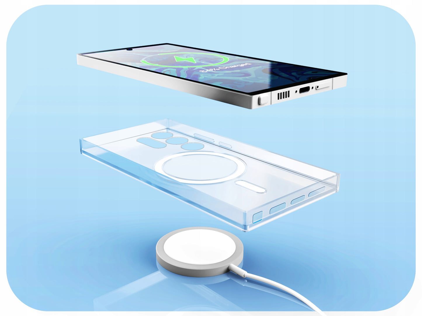 Skaidrus, sustiprintas dėklas MagSafe Galaxy S23 Ultra + 9H grūdintas stiklas