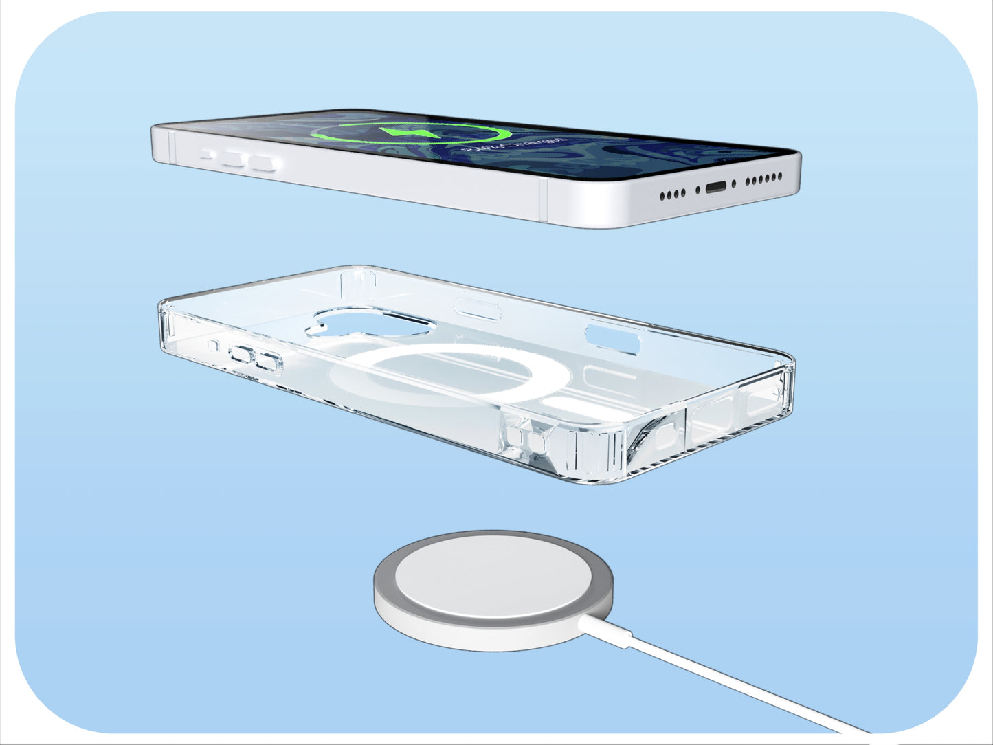 Dėklas „Magsafe“ iPhone 16 (Magnetinis šarvuotas dėklas) + stiklas