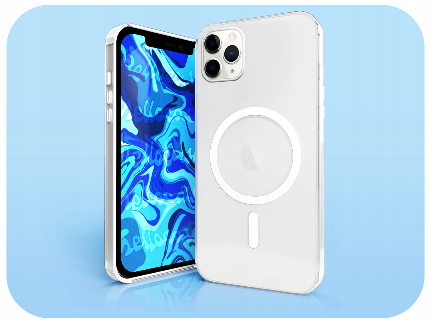 Magnetinis permatomas tvirtas Magsafe dėklas iPhone 11 PRO +stiklas