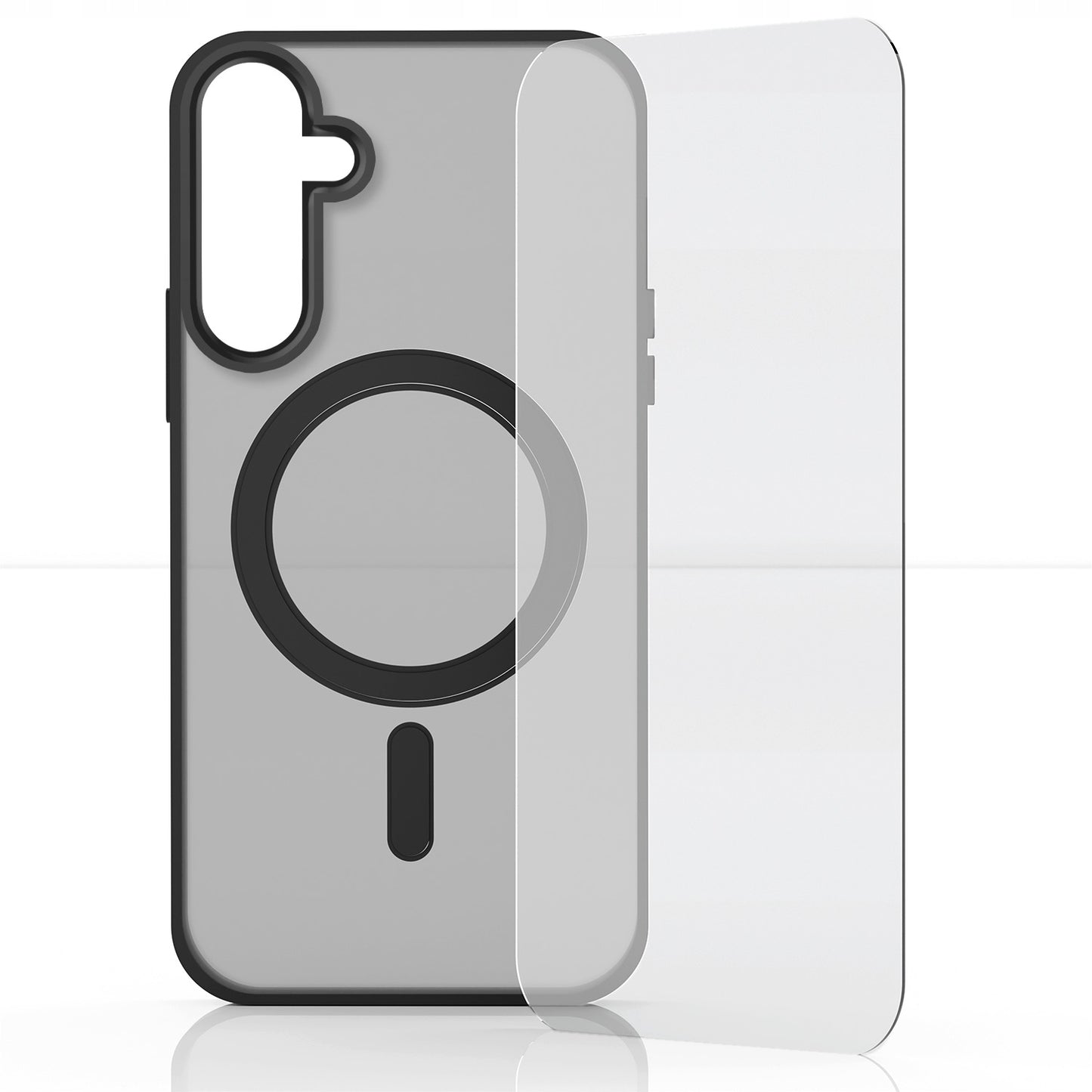 Dėklas Samsung Galaxy S24 (MagSafe, Matinis Juodas, Sustiprintas) + Stiklas