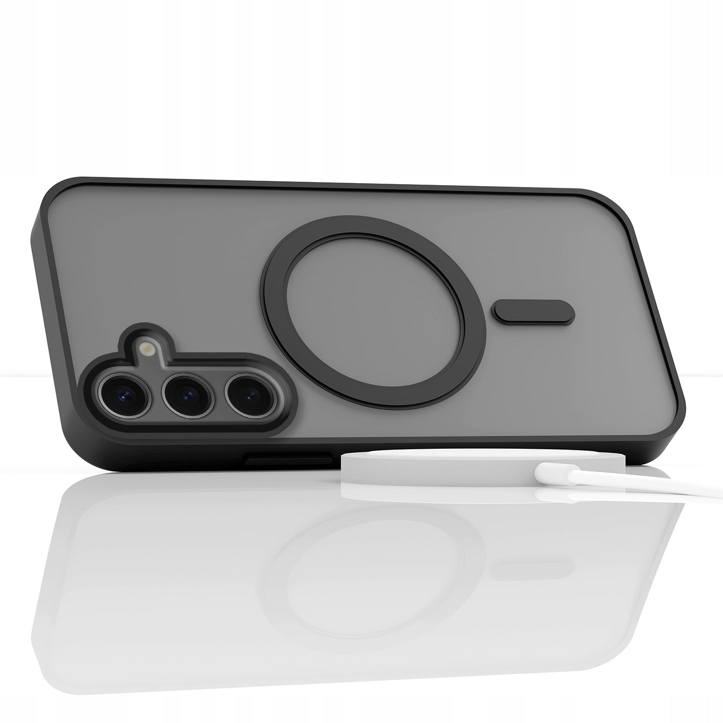 Dėklas Samsung Galaxy S24 (MagSafe, Matinis Juodas, Sustiprintas) + Stiklas