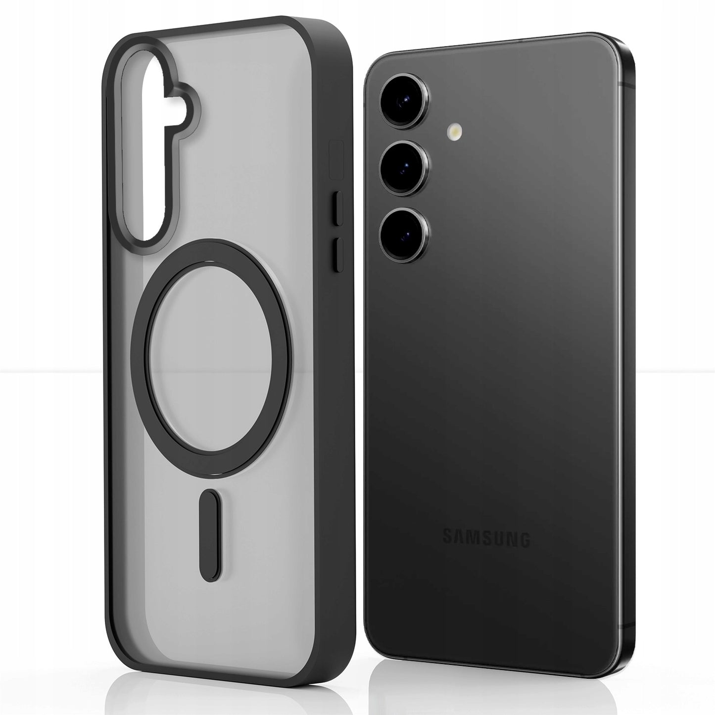 Dėklas Samsung Galaxy S24 Plus (Magsafe, Matinis Juodas, Galinis) + Stiklas