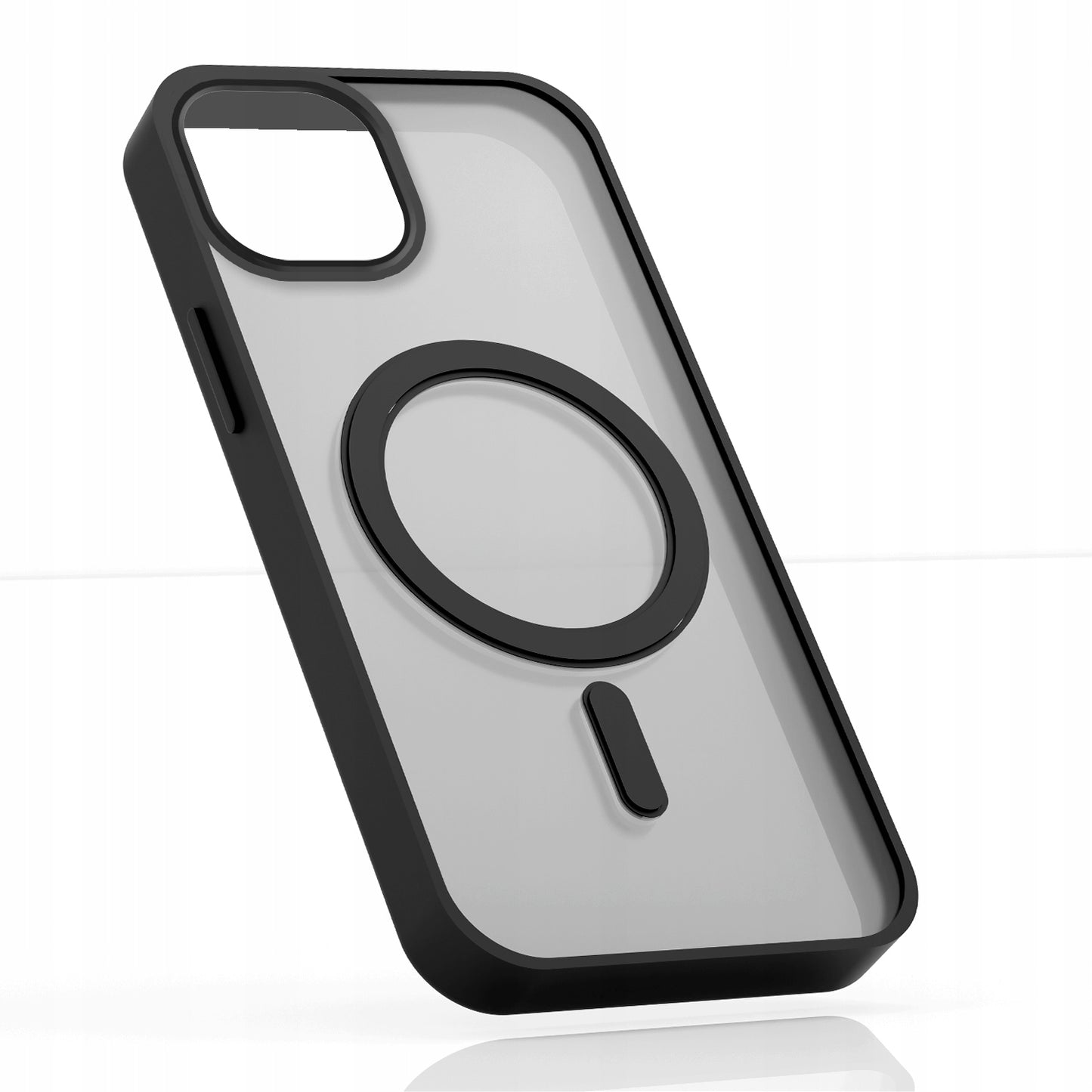 Dėklas iPhone 13 / 14 (skirta MagSafe, Matinis Juodas, Sustiprintas) +Grūdintas stiklas 9H