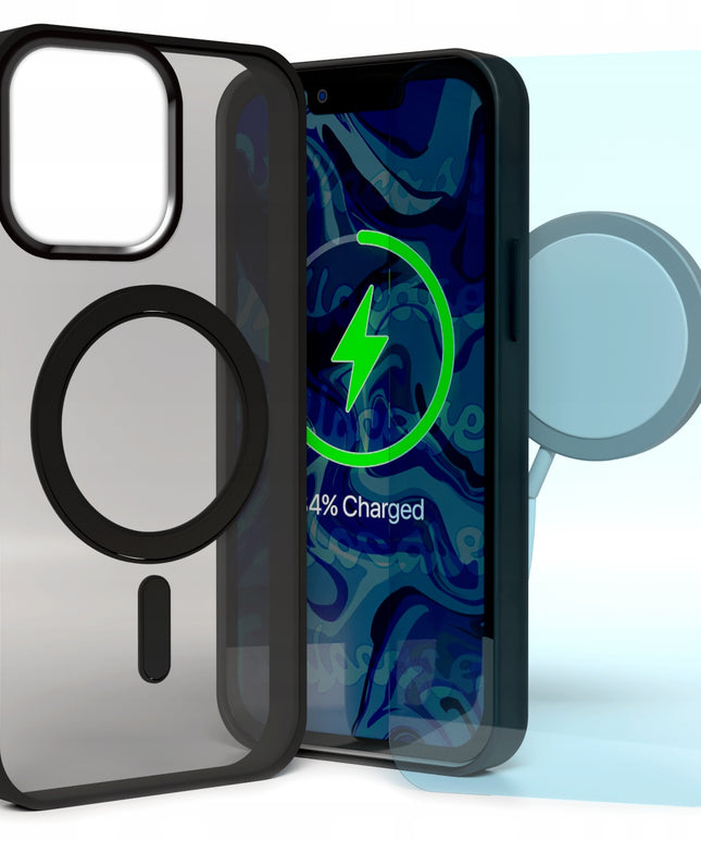 Dėklas Apple iPhone 16 Pro Max (Suderinamas su MagSafe, Magnetinis, Matinis Juodas)+Stiklas
