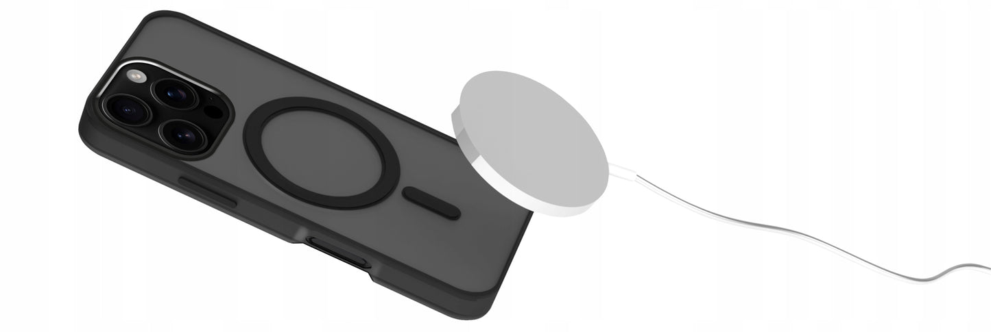 Dėklas Apple iPhone 16 Pro Max (Suderinamas su MagSafe, Magnetinis, Matinis Juodas)+Stiklas