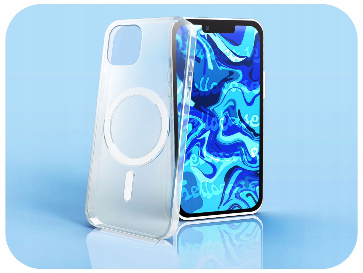 Skaidrus magnetinis armuotas dėklas iPhone 13 (MagSafe) + Stiklas