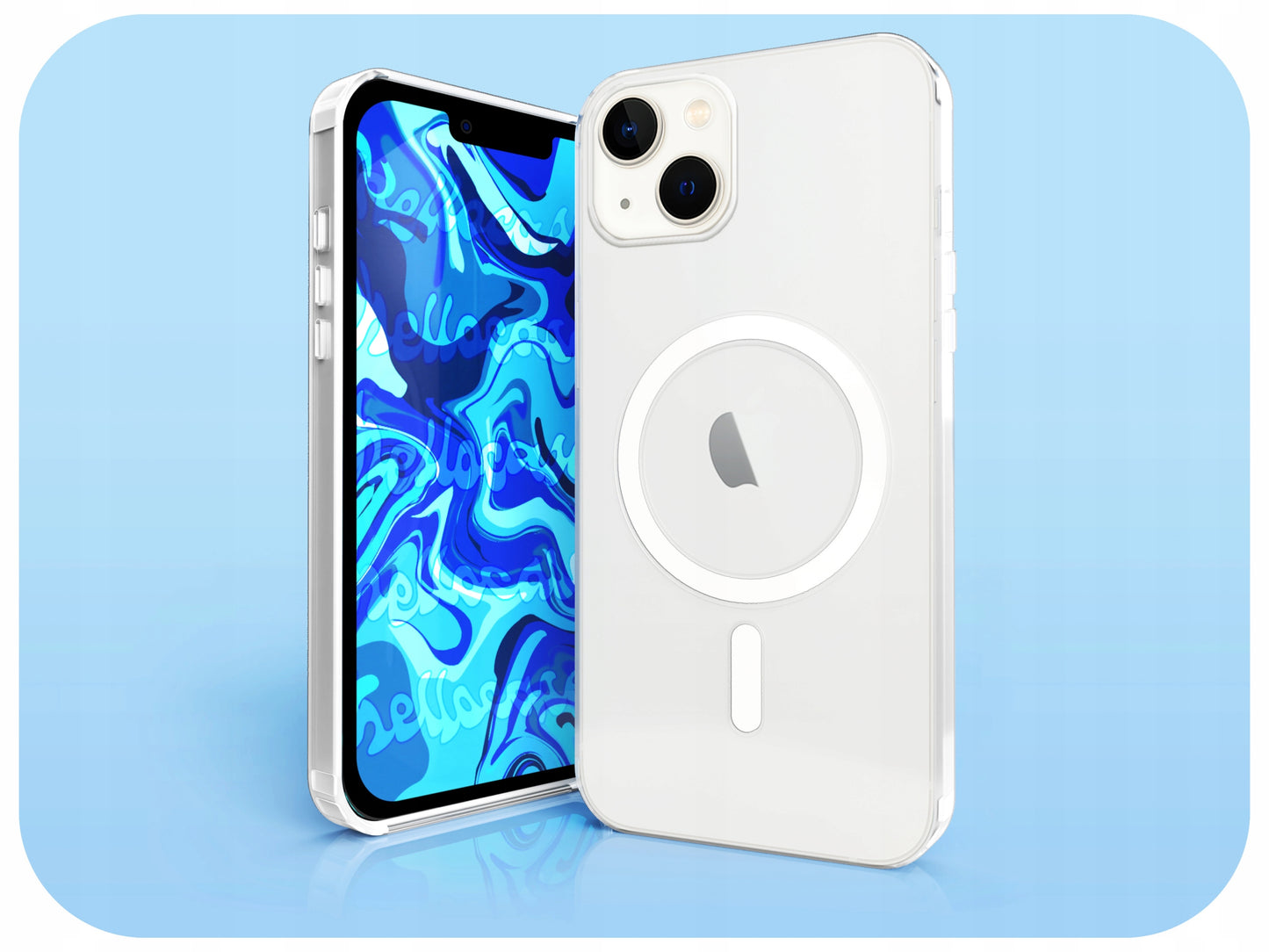 Skaidrus magnetinis armuotas dėklas iPhone 13 (MagSafe) + Stiklas