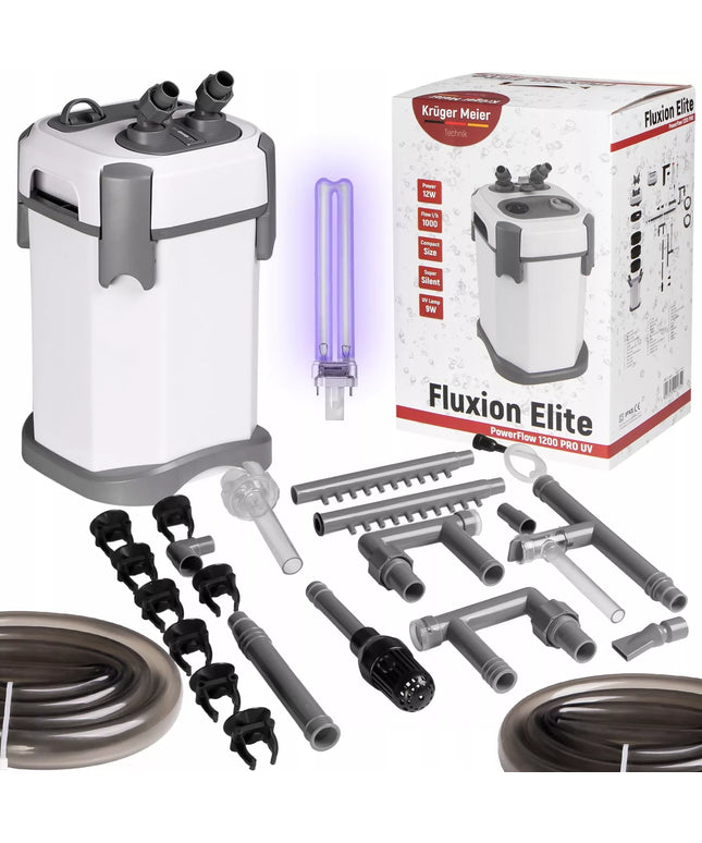 Akvariumo filtras FLUXION ELITE 1200 UVC PRO su UV lempa galingas tylus veikimas