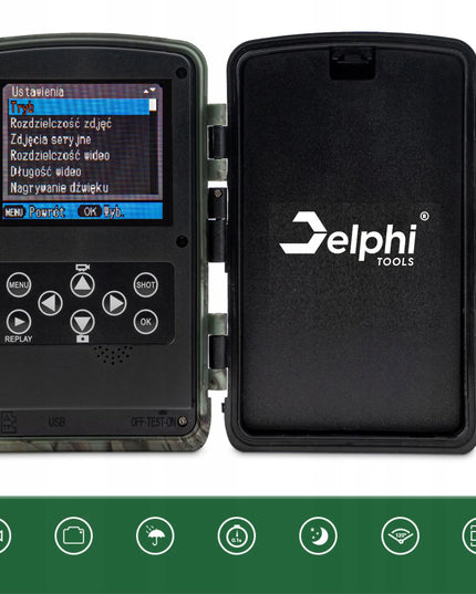 Delphi tools HC-800A 940 nm IR fotospąstai miškui, Full HD, lenkiškas meniu, 24 Mpx