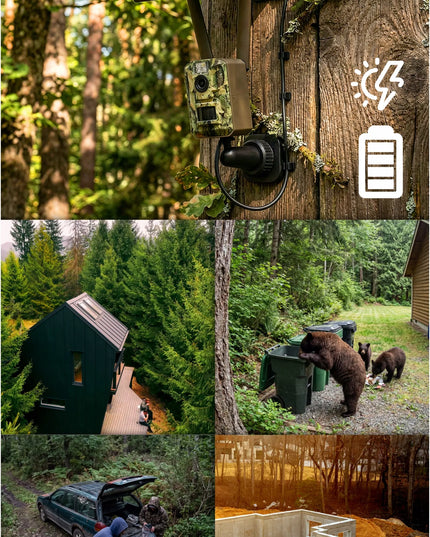 Miško fotospąstai, 4G LTE GSM kamera, 3 MP + saulės kolektorius ir programėlė