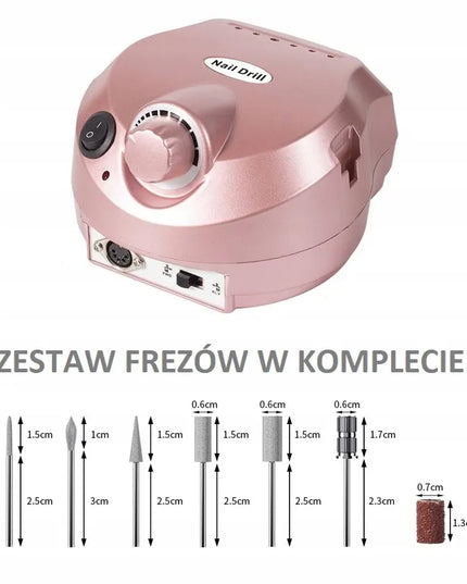 Nagų frezavimo aparatas manikiūrui ir pedikiūrui su frezomis, keraminė freza, 80 W