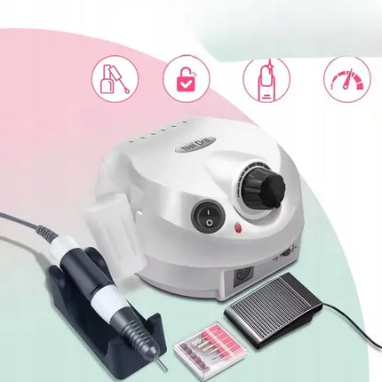 ELEKTROMET nagų frezatorius manikiūrui ir pedikiūrui, geliniam lakavimui, 65 W, galingas, su frezomis – rinkinys