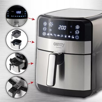 CAMRY 5L karšto oro gruzdintuvė Airfryer, 9 programos, LED laikmatis + 100 kepimo popierių