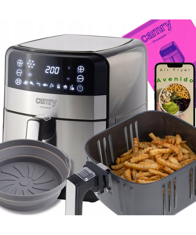 FRYTKOWNICA BEZTŁUSZCZOWA 5L AIR FRYER 9 PROGRAMŲ LED laikmatis forma padėklas